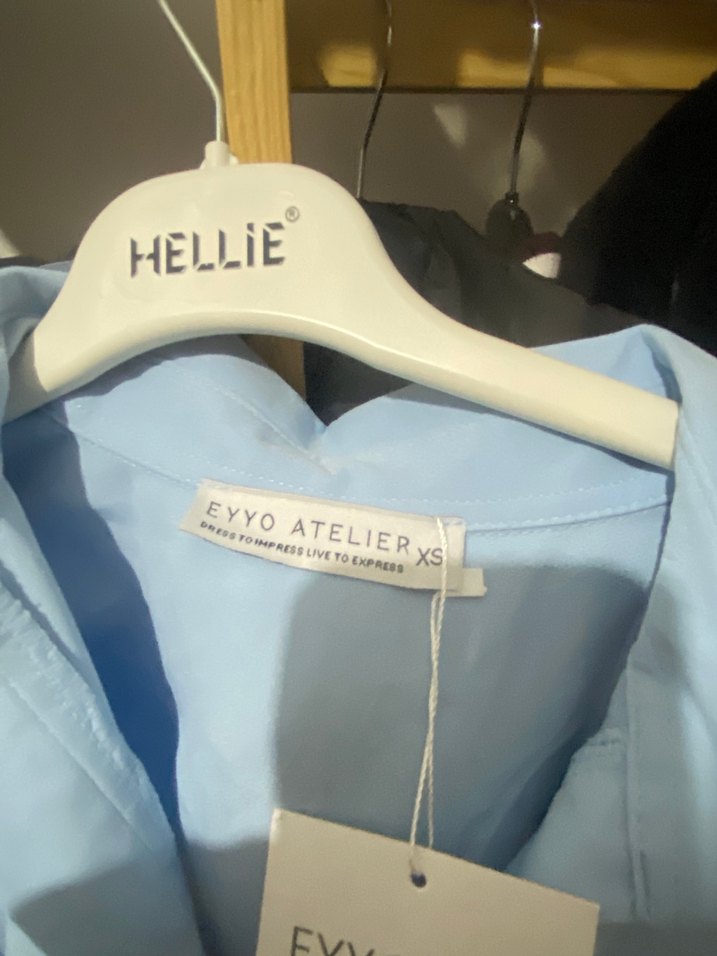 Mavi Pastel Mini Gömlek Düğmeli Yaka elbise - Görsel 3