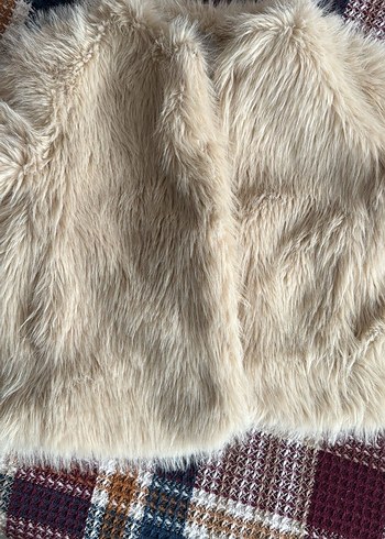 Bej Bohem Kadın Suni Kürk Ceket - Görsel 4