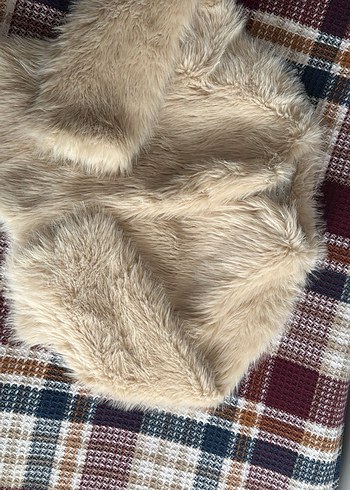 Bej Bohem Kadın Suni Kürk Ceket - Görsel 3