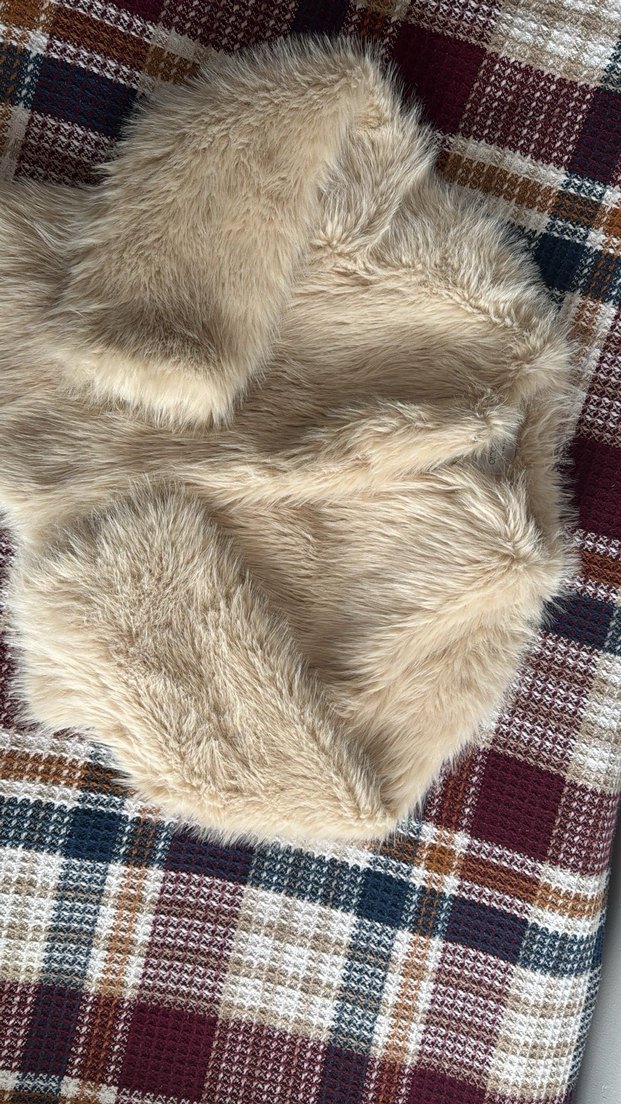 Bej Bohem Kadın Suni Kürk Ceket - Görsel 3