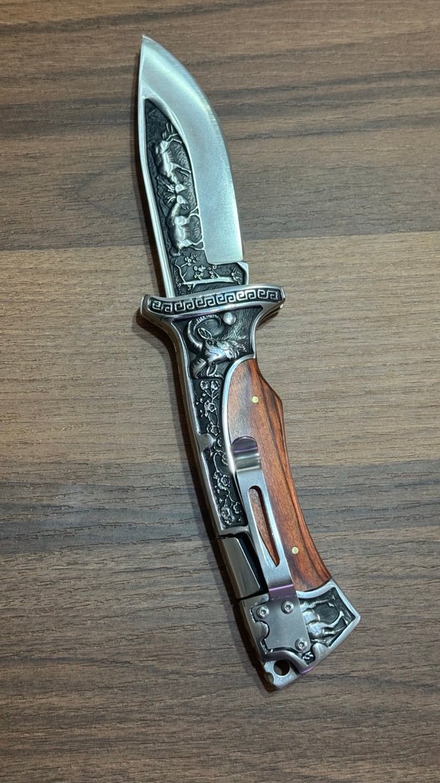 İTALYAN KESKİN BIÇAK İşlemeli Ceviz ağacı Saplı Bıçak - Görsel 3