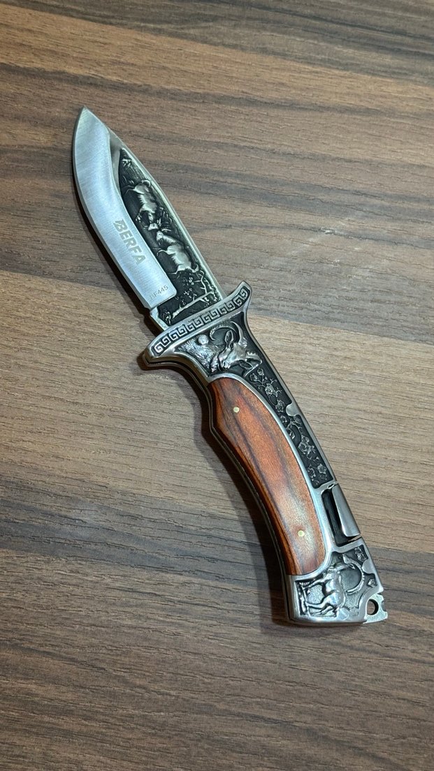 İTALYAN KESKİN BIÇAK İşlemeli Ceviz ağacı Saplı Bıçak - Görsel 2