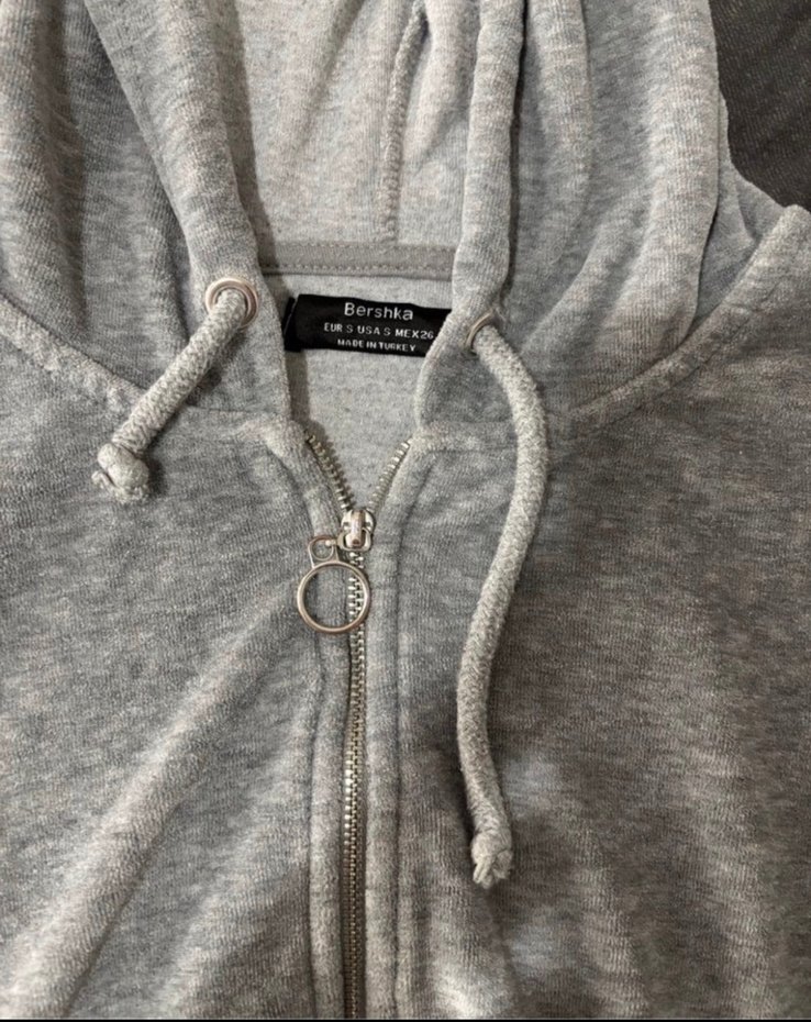 Gri Fermuarlı Kısa Sweatshirt - Görsel 3