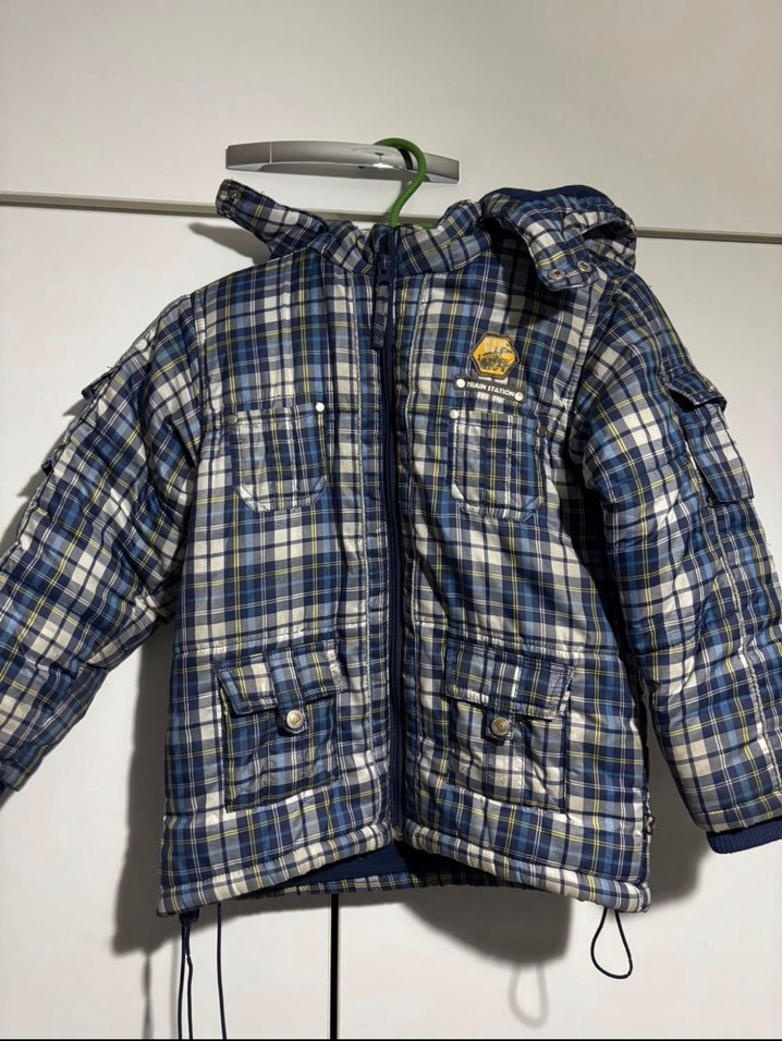 Erkek Çocuk Ekose Desenli Kapüşonlu Mont - Görsel 3