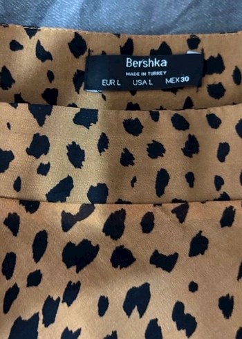 Leopar Desenli Kahverengi Mini Etek - Görsel 5