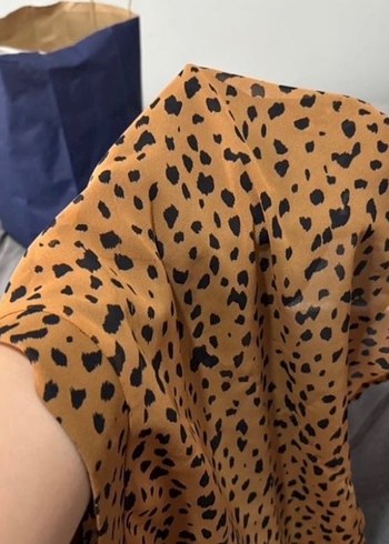 Leopar Desenli Kahverengi Mini Etek - Görsel 3