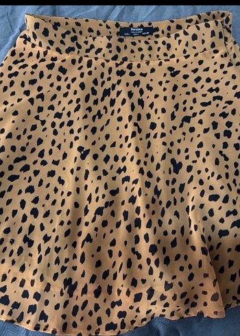 Leopar Desenli Kahverengi Mini Etek - Görsel 6