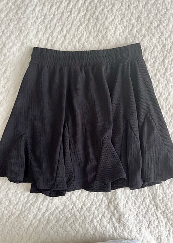 Siyah Dokuma Mini Pilili Etek