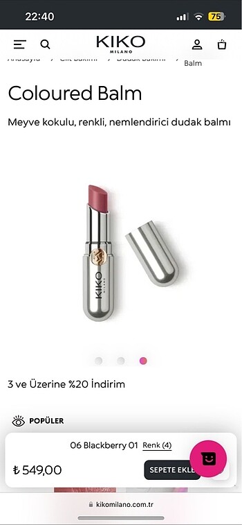 Kiko Kiko Renkli Lip Balm 06 Blackberry