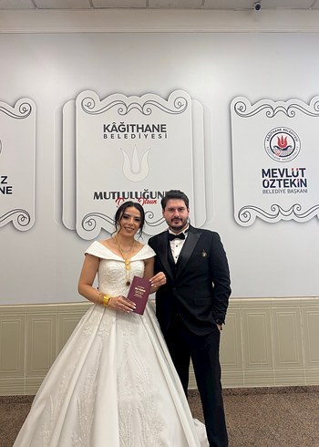 38 Beden Klasik Prenses Beyaz Gelinlik