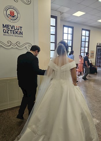 Gelinlik Klasik Prenses Beyaz Gelinlik
