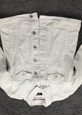 Beyaz Düğmeli kız çocuk Denim Ceket