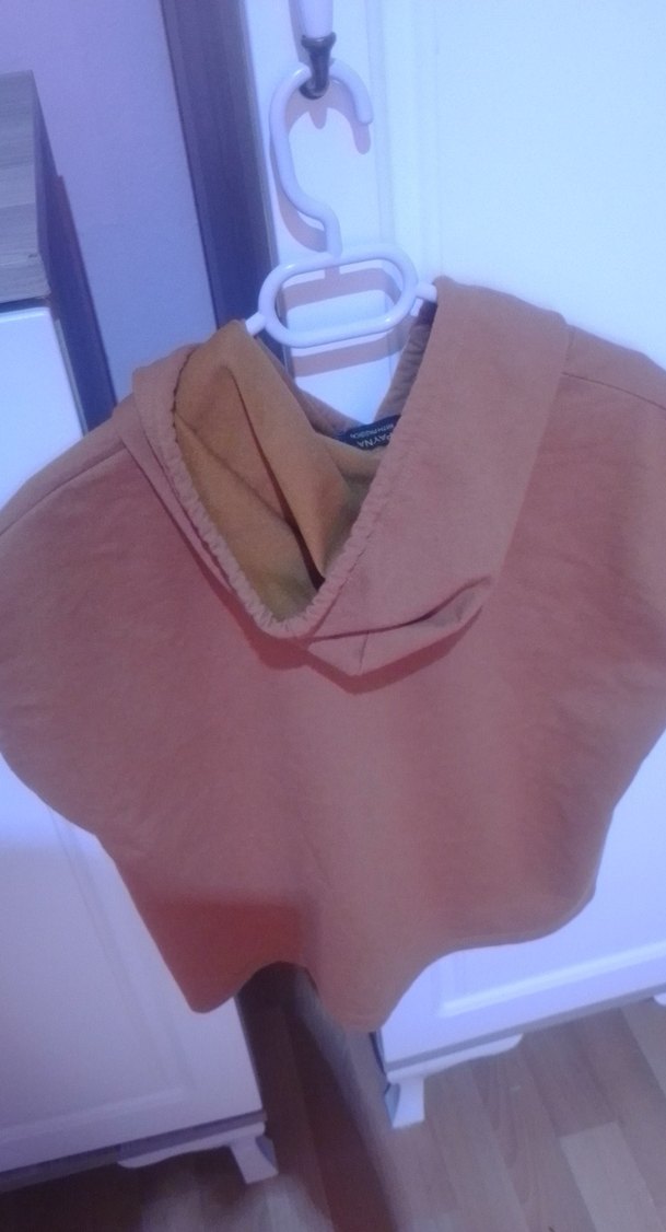 Kadın Kahverengi Kapüşonlu Kolsuz Sweatshirt - Görsel 2