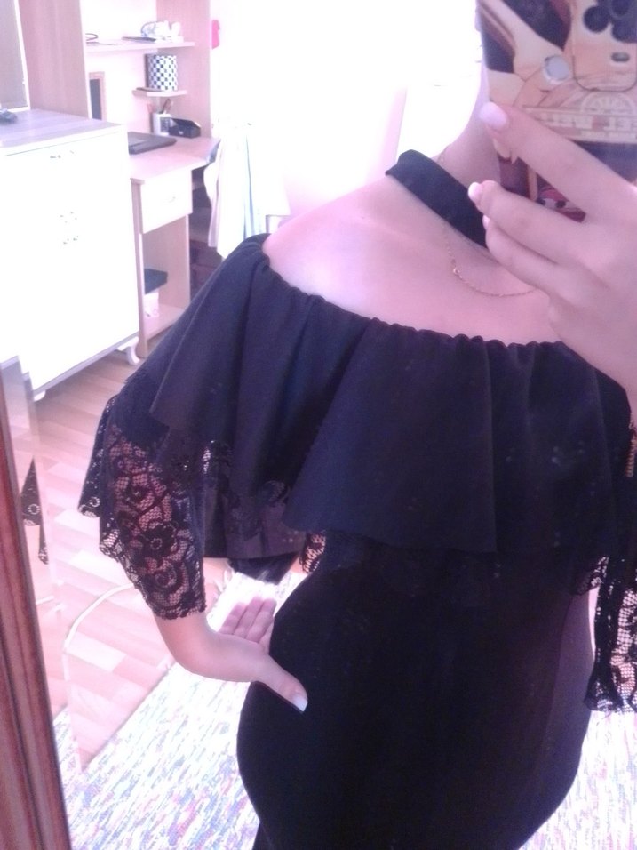 Siyah Dantelli Straplez Elbise - Görsel 2