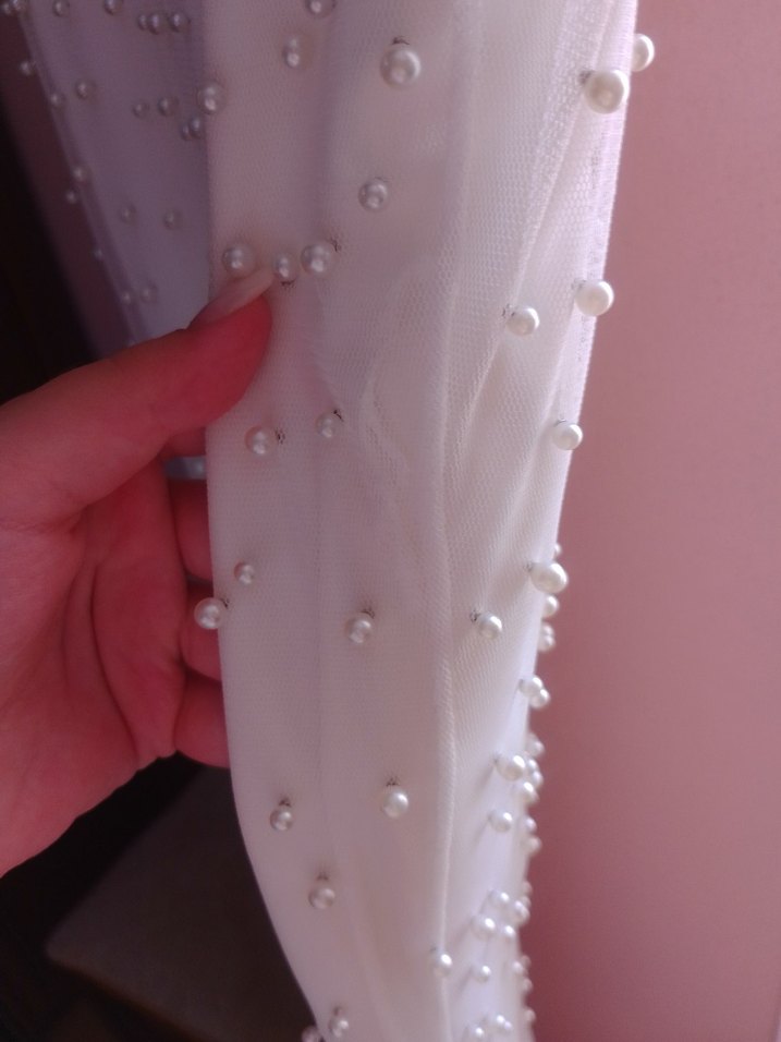 Beyaz Drapeli Uzun Abiye Elbise - Görsel 3