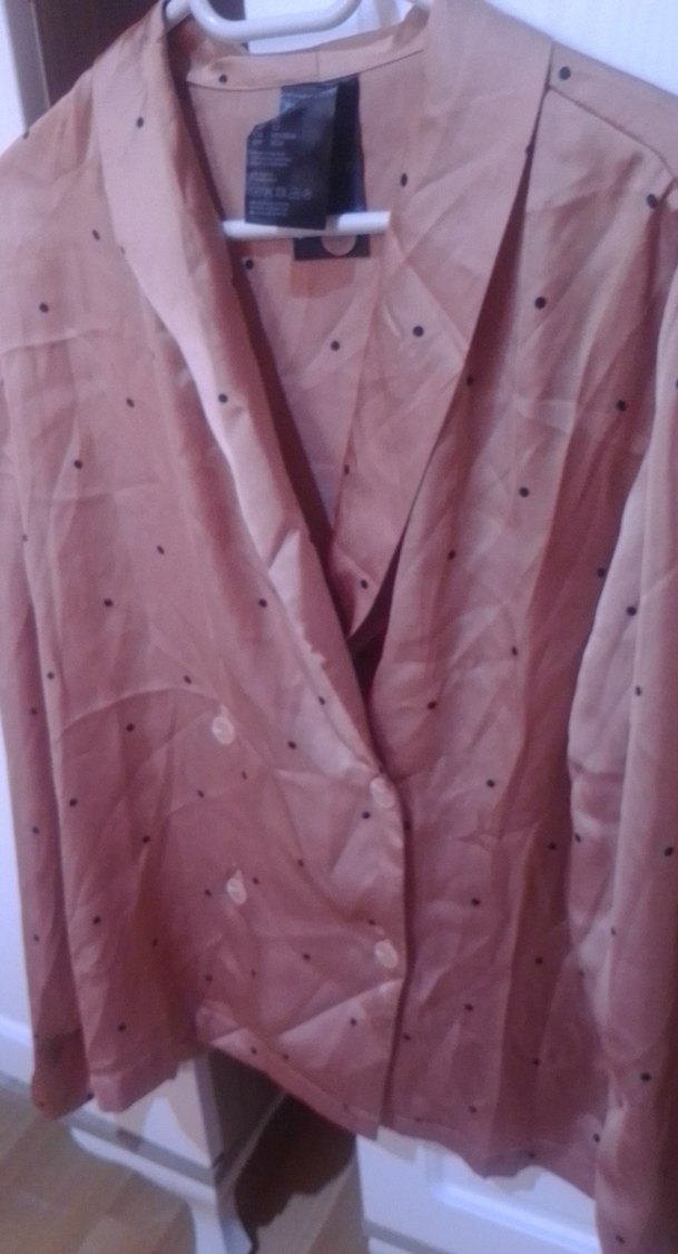 Pembe Parlak Kadın Saten Gömlek - Görsel 3