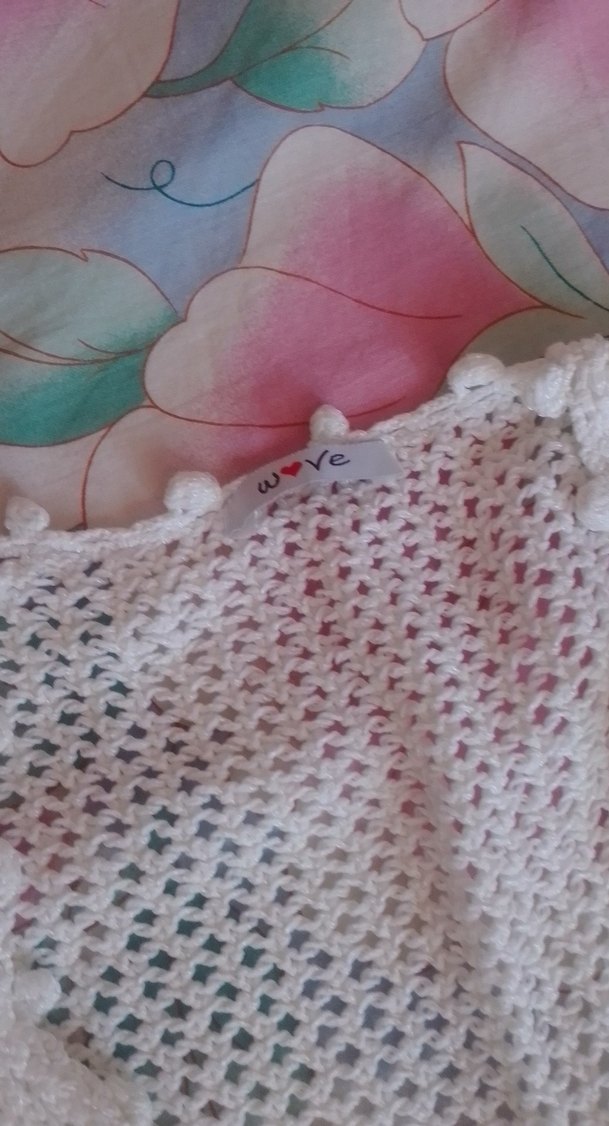 Beyaz Örgü Kolsuz Bohem hırka - Görsel 2