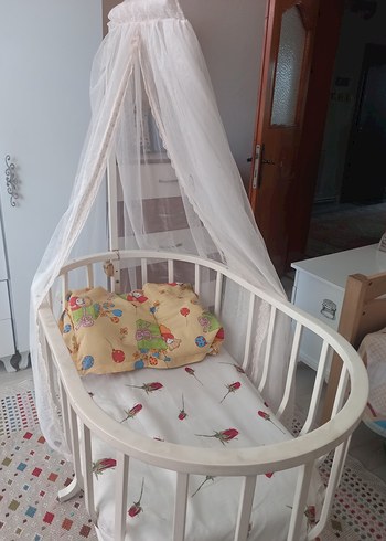 Beden beyaz Renk Beyaz Ahşap Bebek Beşiği