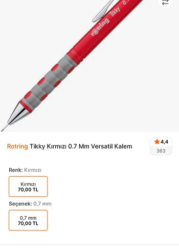Kırmızı Mekanik Kurşun Kalem