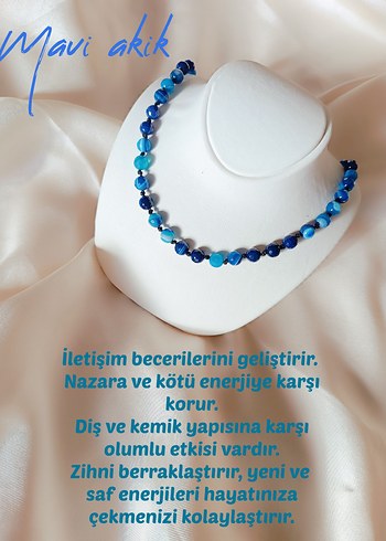 Mavi Akik Boncuklu Mini Kolye