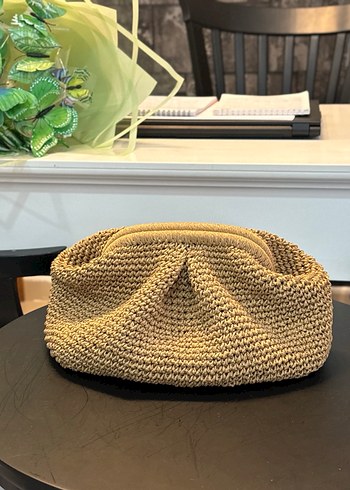  Beden Bej Örgü Kadın Clutch Çanta