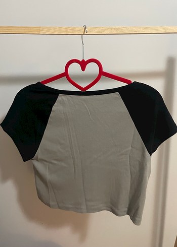 Addax Addax Siyah-Gri Miami Yazılı Reglan Crop