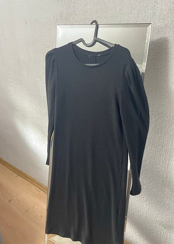 Kadın Siyah Triko Midi Elbise - Görsel 2