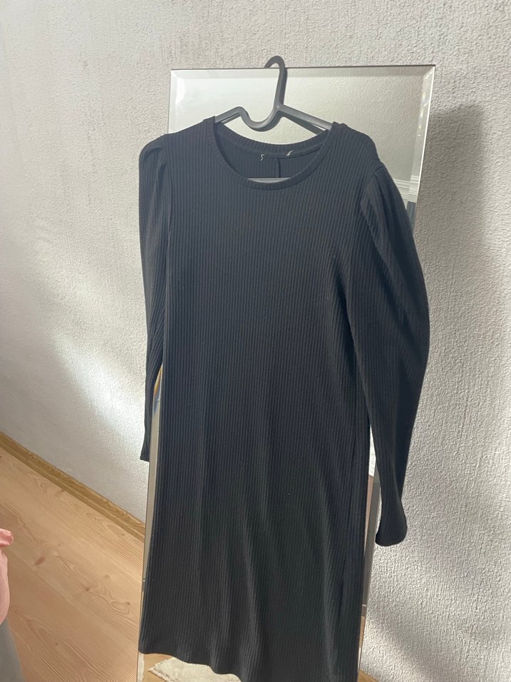 Kadın Siyah Triko Midi Elbise - Görsel 2