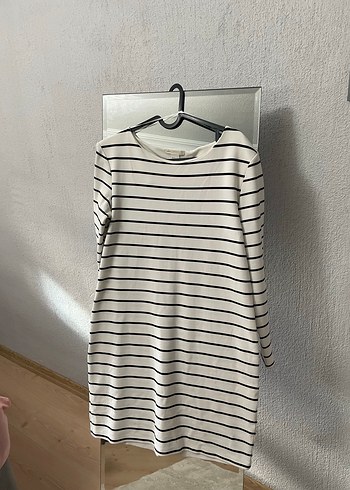 Uzun Kollu Çizgili Mini Elbise - Görsel 2