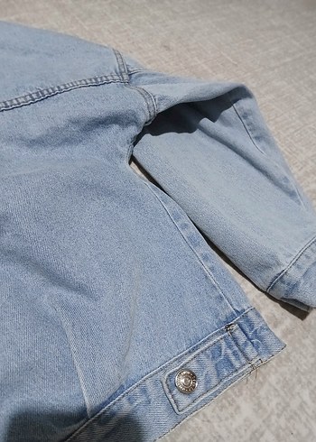 m Beden mavi Renk Düğmeli Mavi Kadın Denim Ceket