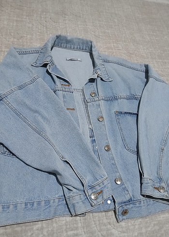 Düğmeli Mavi Kadın Denim Ceket