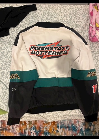 Düğmeli Baskılı ince bomber ceket - Görsel 2