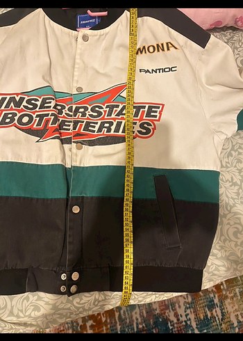 Düğmeli Baskılı ince bomber ceket - Görsel 5