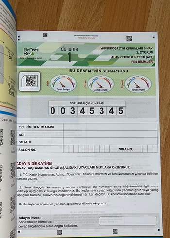 Beden HEDİYELİ 10 ADET AYT Fen Bilimleri Deneme