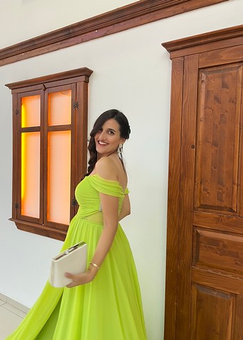 Yeşil Straplez Uzun Abiye Elbise - Görsel 7