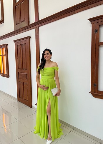 Yeşil Straplez Uzun Abiye Elbise - Görsel 4