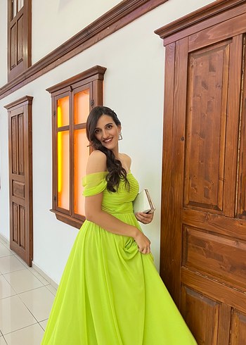 Yeşil Straplez Uzun Abiye Elbise - Görsel 6