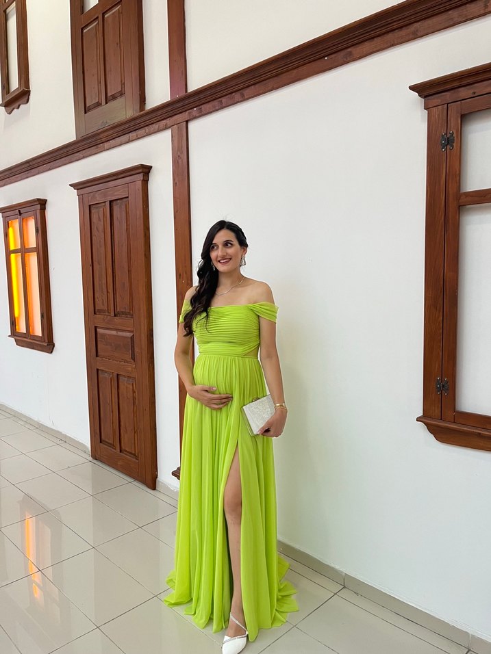 Yeşil Straplez Uzun Abiye Elbise - Görsel 4