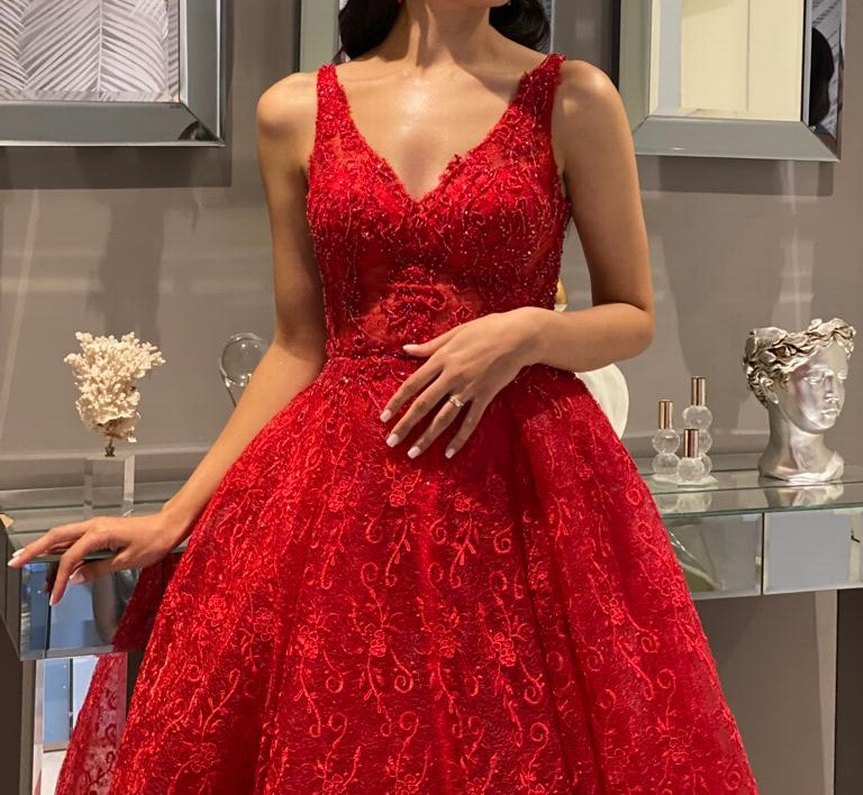 Parlak Kırmızı V Yakalı Kınalık - Görsel 4