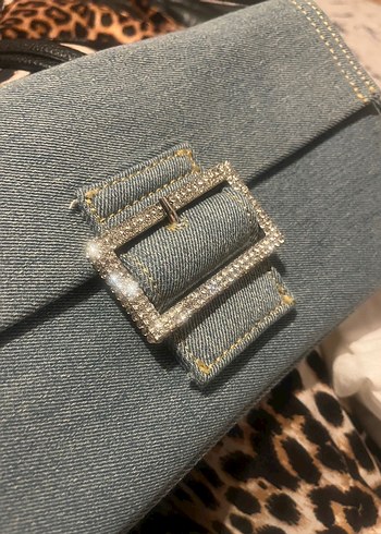 MANGO Taşlı Tokalı Gri Denim Kadın ÇANTA