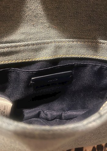  Beden MANGO Taşlı Tokalı Gri Denim Kadın ÇANTA