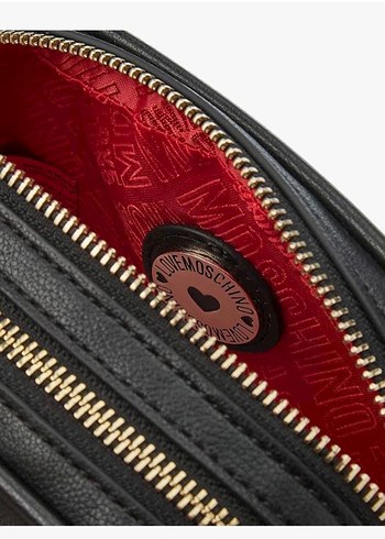 Beden Love Moschino Siyah Deri Yılan Desenli Çapraz Çanta
