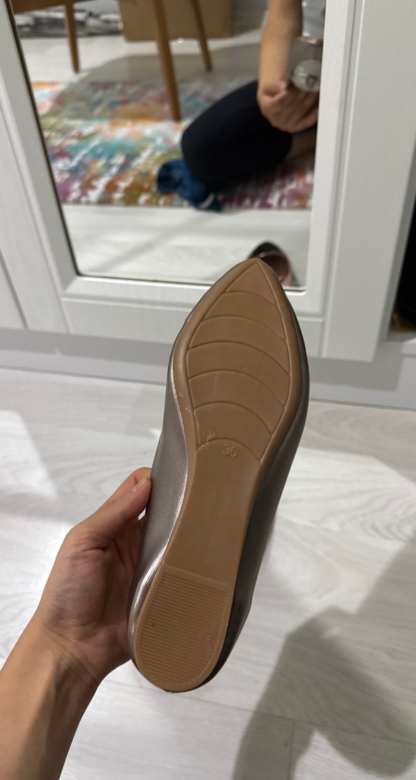 Klasik Elegan Kahverengi Stiletto Topuklu Kadın Babet - Görsel 2