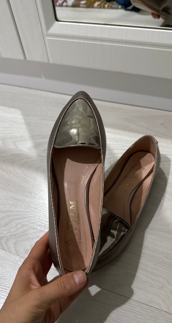 Klasik Elegan Kahverengi Stiletto Topuklu Kadın Babet - Görsel 3