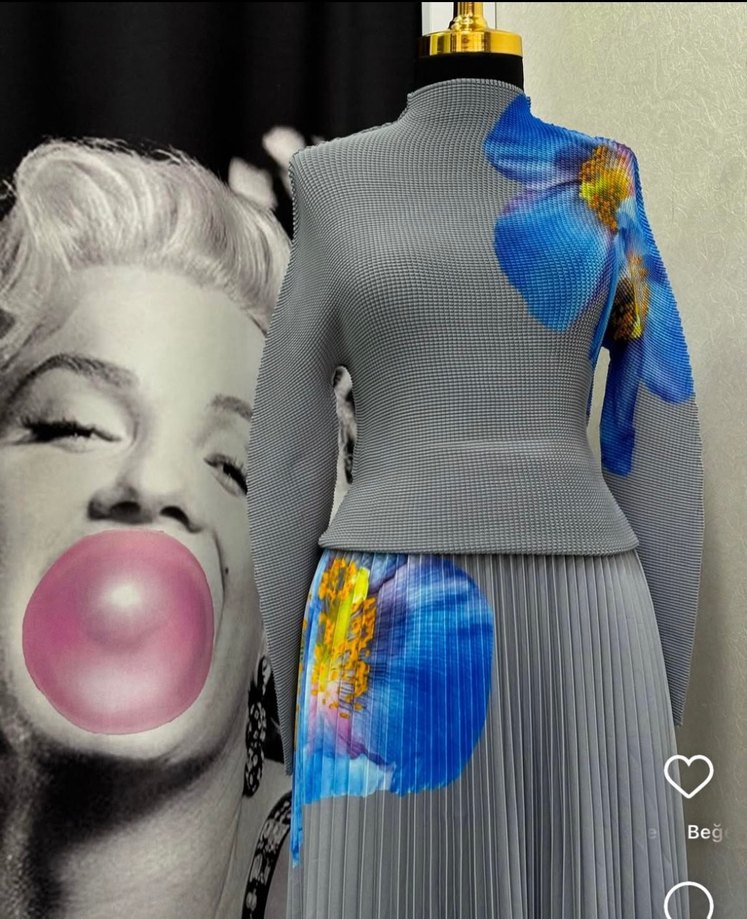 Gri Pilili Uzun ithal takım - Görsel 3