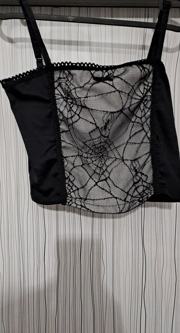 Dantel Detaylı Siyah Gotik Büstiyer - Görsel 3