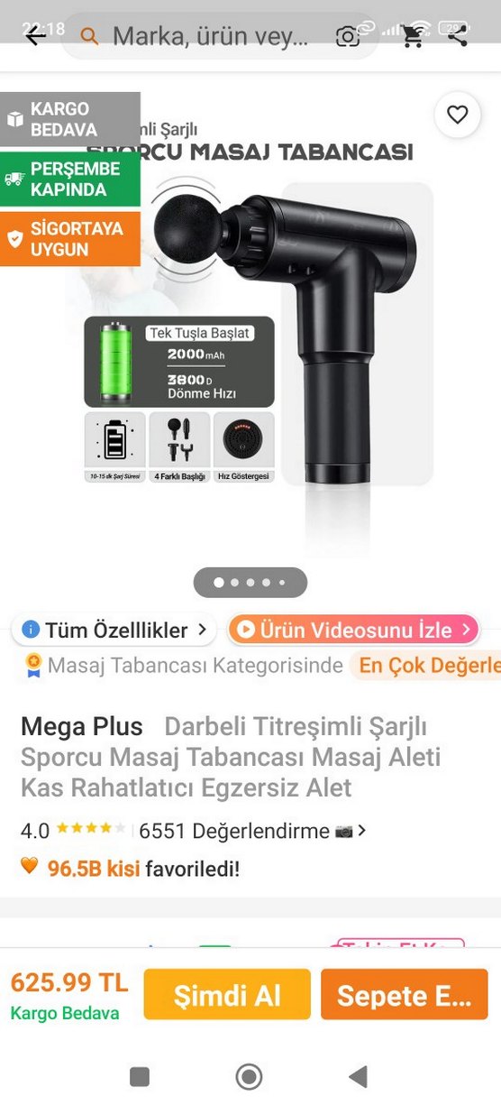 Mega Plus Şarjlı Sporcu Masaj Tabancası Siyah - Görsel 2