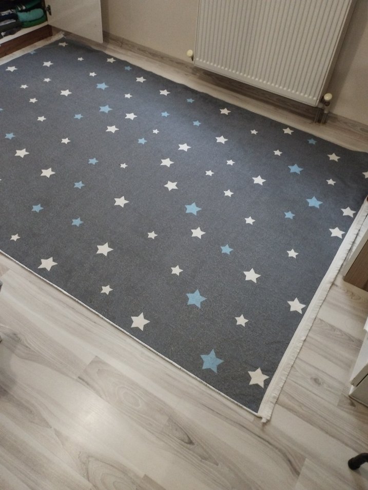 Gri Yıldız Desenli Modern Halı - Görsel 2