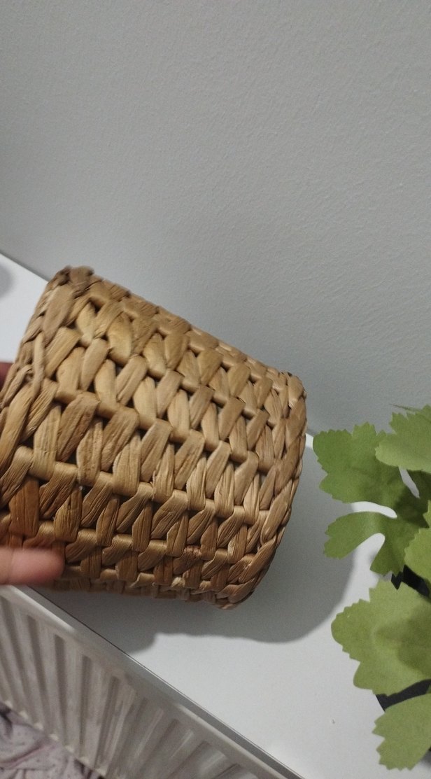 Bej Hasır Saksı ve Pastel Renkli Yapay Çiçek - Görsel 3