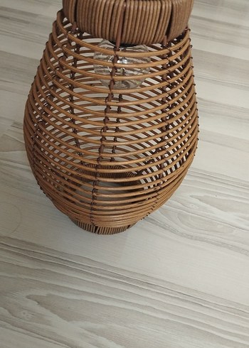 Bej Hasır Tasarımlı Taşınabilir Lamba - Görsel 2